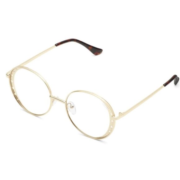 💕QUAY💕 Seeing Stars Sunglasses Gold/Clear Blue Light NWT Gradient Round UV - Picture 7 of 9